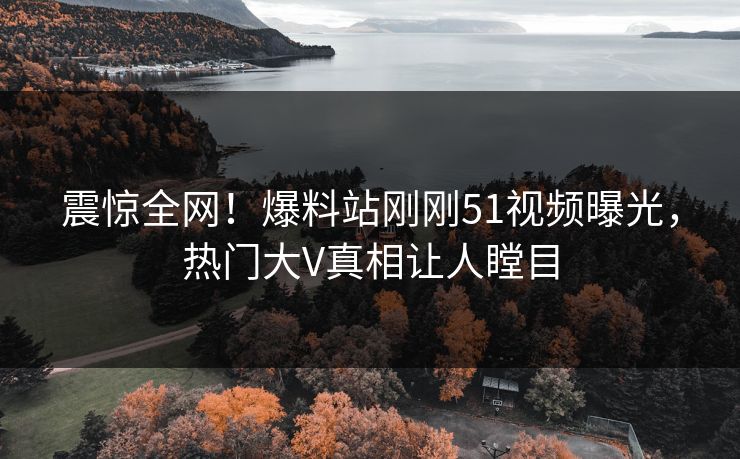 震惊全网！爆料站刚刚51视频曝光，热门大V真相让人瞠目
