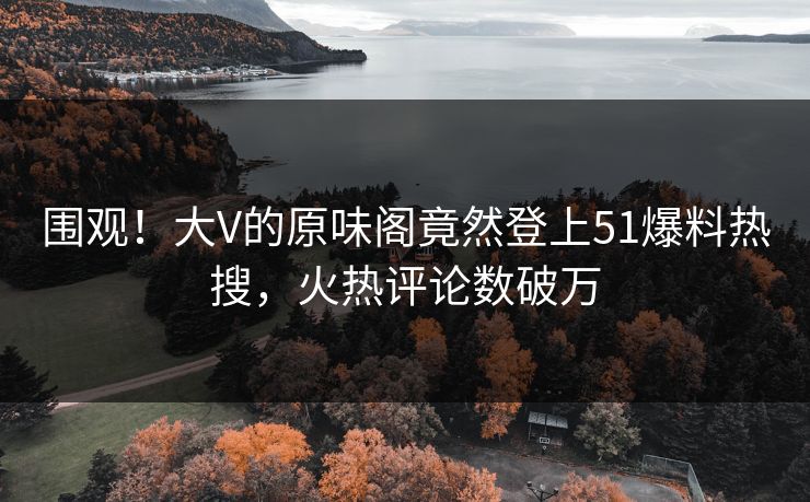 围观！大V的原味阁竟然登上51爆料热搜，火热评论数破万
