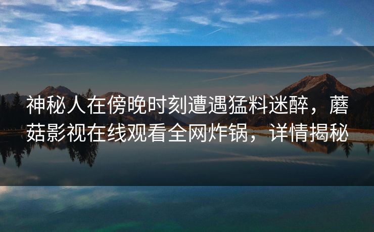 神秘人在傍晚时刻遭遇猛料迷醉，蘑菇影视在线观看全网炸锅，详情揭秘