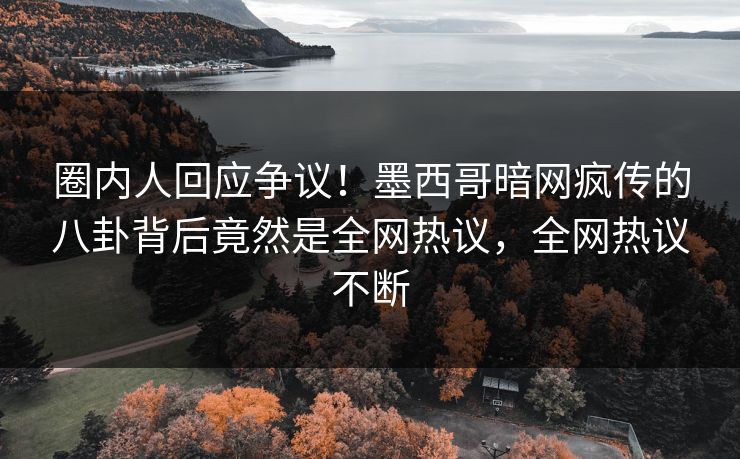 圈内人回应争议！墨西哥暗网疯传的八卦背后竟然是全网热议，全网热议不断