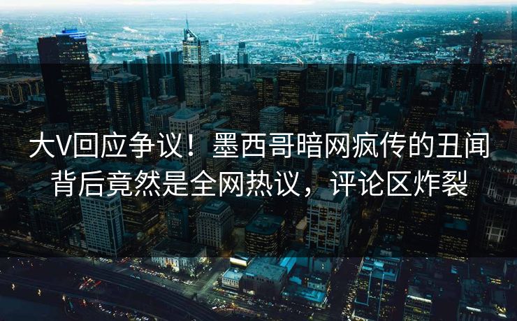 大V回应争议！墨西哥暗网疯传的丑闻背后竟然是全网热议，评论区炸裂